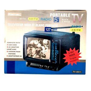 Portable TV 5-inch AM/FM Radio Car cord AC Adapter preowned